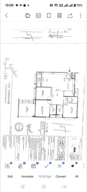 Floor Plan in 3 BHK Apartment at Puravankara Purva Atmosphere, Thanisandra Main Road – for Sale
