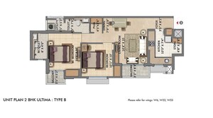 Floor Plan in 2 BHK Apartment at Lodha Amara, Kolshet Road – for Sale