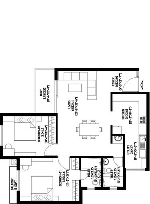 Floor Plan in 2 BHK Apartment at SJR Fiesta Homes, Electronic City Phase ii – for Sale