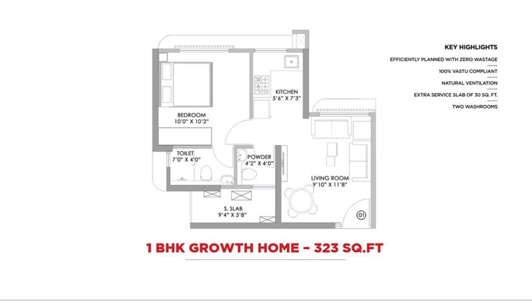Floor Plan, naigaon east 1 Bedroom 323 Sq.Ft. Apartment In Naigaon East Palghar 10249556