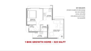 Floor Plan in Studio Apartment at Naigaon East – for Sale