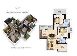 Floor Plan in 2 BHK Apartment at Aims Greens Avenue, Sector 4 Greater Noida – for Rent