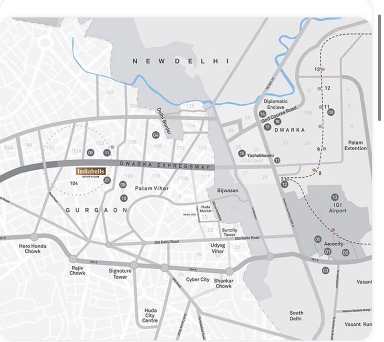 Map Location, indiabulls-heights 3.5 Bedroom 2100 Sq.Ft. Apartment In Sector 104 Gurgaon 10257793