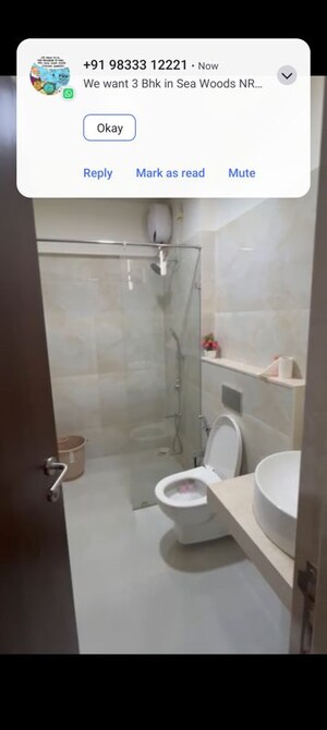 Bathroom in 3 BHK Apartment at L&T Seawoods Residences Phase 2, Seawoods – for Rent