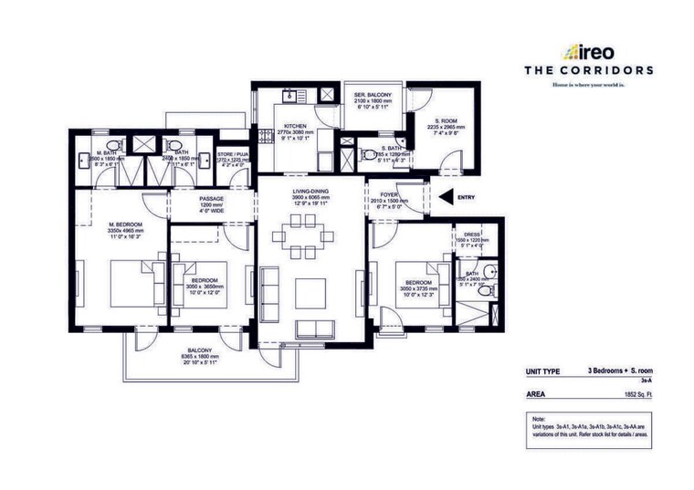 Floor Plan, ireo-the-corridors 2.5 Bedroom 1542 Sq.Ft. Apartment In Sector 67a Gurgaon 10259546