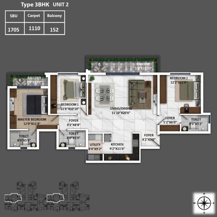Floor Plan, keya-spring 3 Bedroom 1550 Sq.Ft. Apartment In Bannerghatta Road Bangalore 10260009
