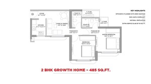 Floor Plan in 2 BHK Apartment at Naigaon East – for Sale