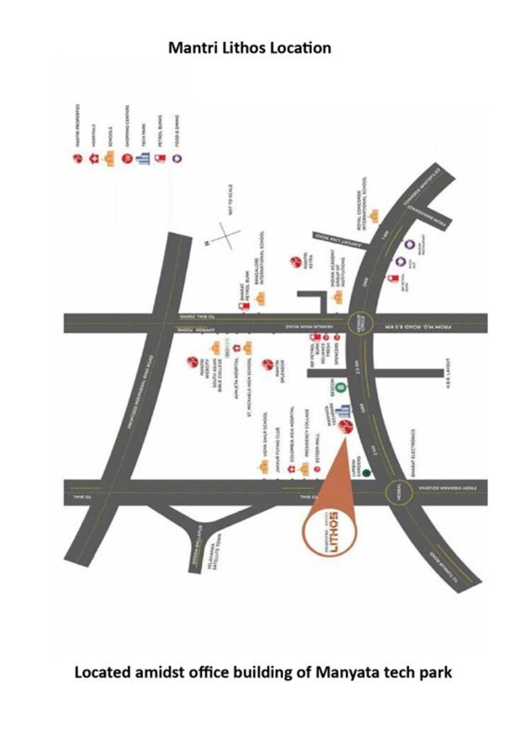 Map Location, mantri-lithos 3 Bedroom 1950 Sq.Ft. Apartment In Thanisandra Bangalore 10262460