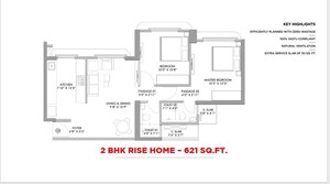 Floor Plan in 2 BHK Apartment at Lodha The Great Western Mumbai, Naigaon East – for Sale