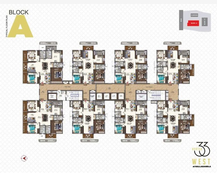 Master Plan, vertex-33-west 3 Bedroom 1690 Sq.Ft. Apartment In Nallagandla Hyderabad 10262804