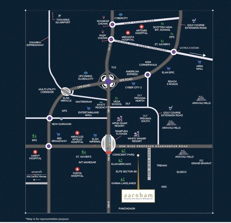 Map Location, ashiana-aaroham 3 Bedroom 1342 Sq.Ft. Apartment In Sector 80 Gurgaon 10262859
