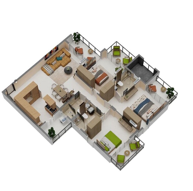 Floor Plan, ashiana-aaroham 3 Bedroom 1342 Sq.Ft. Apartment In Sector 80 Gurgaon 10262859
