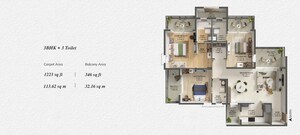 Floor Plan in 3 BHK Apartment at Ashiana Aaroham, Sector 80 – for Sale