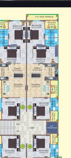Floor Plan in 3 BHK Apartment at Kusumpuram Colony – for Sale