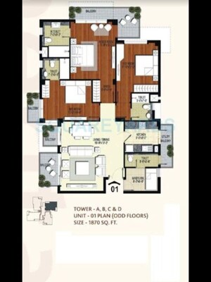 Floor Plan in 3 BHK Apartment at Conscient Heritage Max, Sector 102 – for Sale