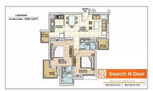 Floor Plan in 2 BHK Apartment at BPTP Spacio, Sector 37d – for Sale