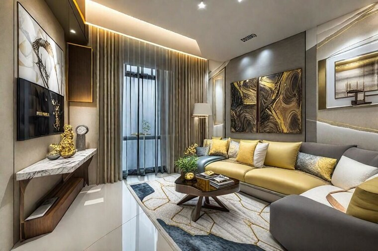 Living Room, techno-aakasa 3 Bedroom 1345 Sq.Ft. Apartment In Worli Mumbai 10265162