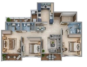 Floor Plan in 3 BHK Apartment at Punawale – for Sale