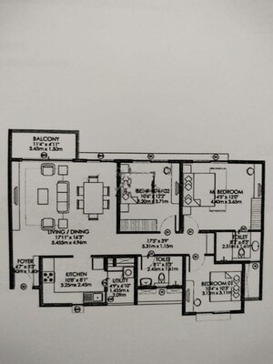 Floor Plan in 3 BHK Apartment at Godrej Aqua, International Airport Road – for Rent