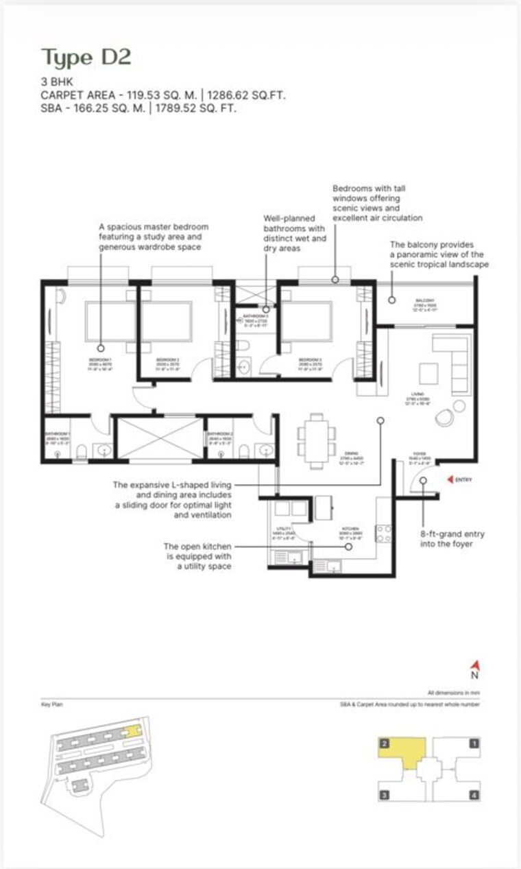 Floor Plan, sobha-ayana 3 Bedroom 1789 Sq.Ft. Apartment In Panathur Bangalore 10137428
