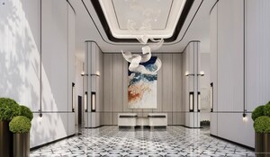 Building Lobby in 4 BHK Apartment at Godrej Trilogy, Worli – for Sale