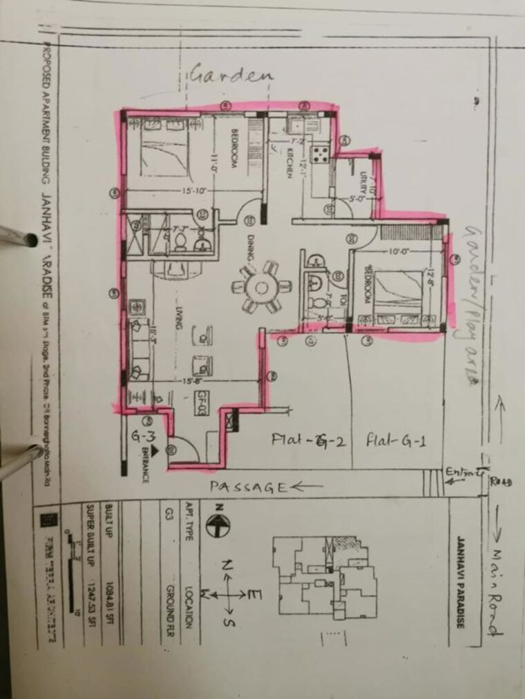 Floor Plan, akshayanagar 2 Bedroom 1247 Sq.Ft. Apartment In Akshayanagar Bangalore 9888817