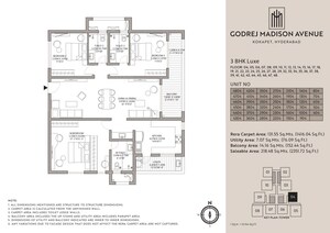 Floor Plan in 3 BHK Apartment at Godrej Madison Avenue, Kokapet – for Sale
