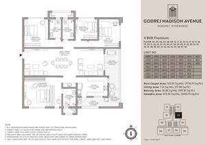 Floor Plan in 3 BHK Apartment at Godrej Madison Avenue, Kokapet – for Sale