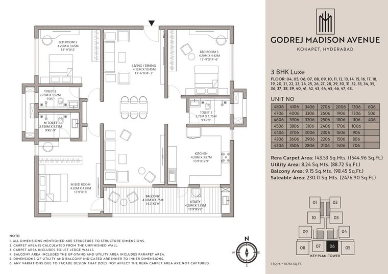 Floor Plan, godrej-madison-avenue 3 Bedroom 2350 Sq.Ft. Apartment In Kokapet Hyderabad 10269098