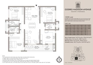 Floor Plan in 3 BHK Apartment at Godrej Madison Avenue, Kokapet – for Sale