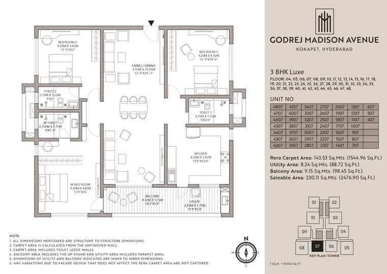Floor Plan, godrej-madison-avenue 3 Bedroom 2350 Sq.Ft. Apartment In Kokapet Hyderabad 10269098