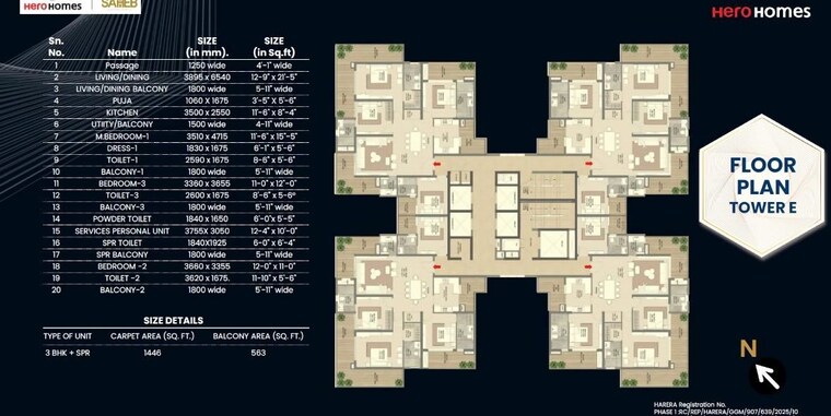 Master Plan, hero-homes-palatial 3 Bedroom 1446 Sq.Ft. Apartment In Sector 104 Gurgaon 10235639