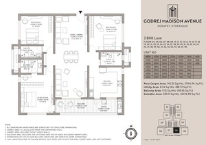 Floor Plan in 3 BHK Apartment at Godrej Madison Avenue, Kokapet – for Sale