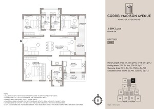 Floor Plan in 4 BHK Apartment at Godrej Madison Avenue, Kokapet – for Sale