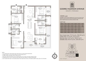 Floor Plan in 4 BHK Apartment at Godrej Madison Avenue, Kokapet – for Sale