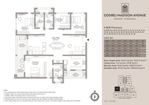 Floor Plan in 4 BHK Apartment at Godrej Madison Avenue, Kokapet – for Sale