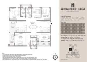 Floor Plan in 4 BHK Apartment at Godrej Madison Avenue, Kokapet – for Sale