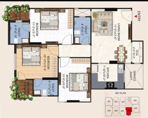 Floor Plan in 3 BHK Apartment at The Address Mullanpur, North Mullanpur – for Sale