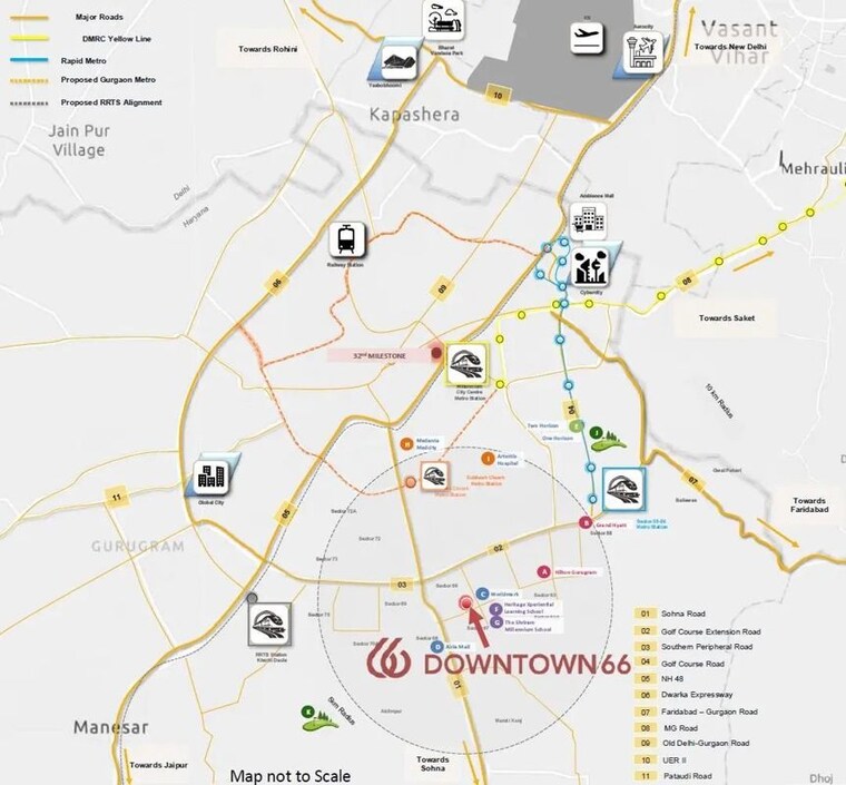 Map Location, bptp-downtown-66 3 Bedroom 2600 Sq.Ft. Apartment In Sector 66 Gurgaon 10274694