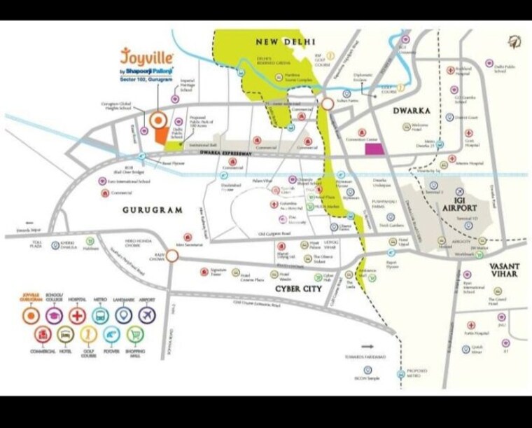 Map Location, shapoorji-pallonji-joyville-gurgaon 3 Bedroom 1852 Sq.Ft. Apartment In Sector 102 Gurgaon 10268915