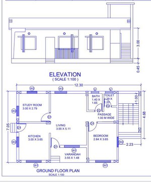 Floor Plan in 2 BHK Independent House at Guhagar – for Sale