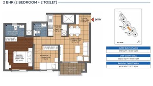 Floor Plan in 2 BHK Apartment at Ivory at Brigade Orchards, Devanahalli – for Sale