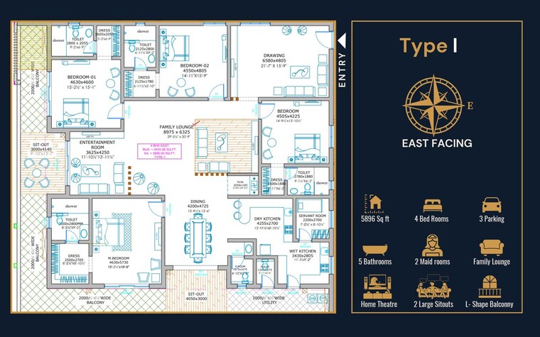 Floor Plan, elegantea-skyven 4 Bedroom 5662 Sq.Ft. Apartment In Kokapet Hyderabad 10278151