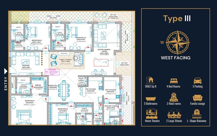 Floor Plan, elegantea-skyven 4 Bedroom 5662 Sq.Ft. Apartment In Kokapet Hyderabad 10278151