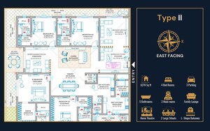 Floor Plan in 4 BHK Apartment at Elegantea Skyven, Kokapet – for Sale