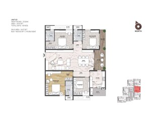 Floor Plan in 3.5 BHK Apartment at Navanaami One, Kokapet – for Sale