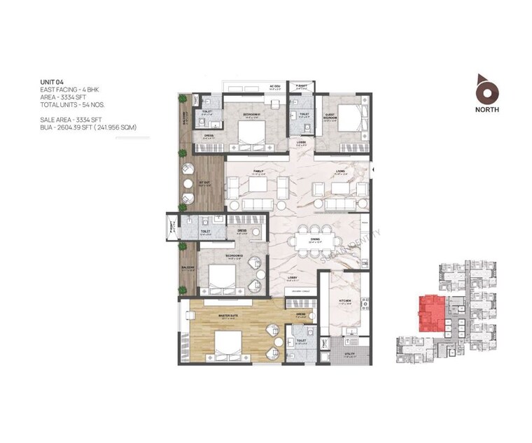 Floor Plan, navanaami-one 3.5 Bedroom 2437 Sq.Ft. Apartment In Kokapet Hyderabad 10278455