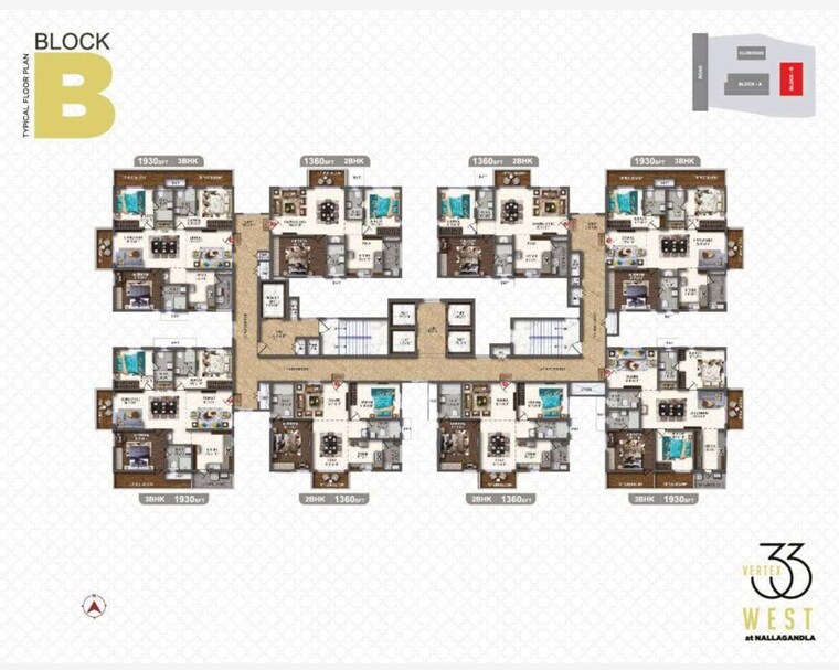 Floor Plan, vertex-33-west 3 Bedroom 1930 Sq.Ft. Apartment In Nallagandla Hyderabad 10284408