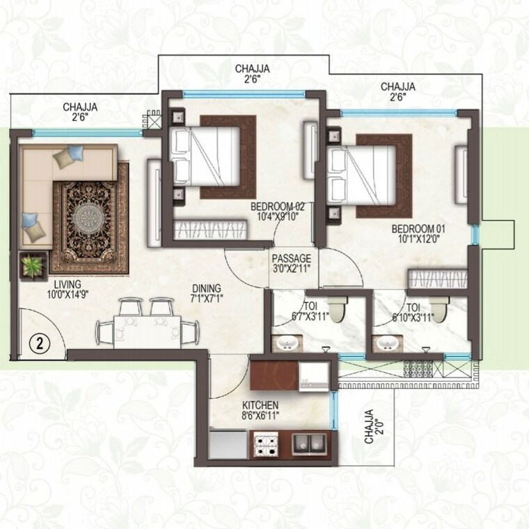 Floor Plan, r-mall 1 Bedroom 690 Sq.Ft. Builder Floor In Mulund West Mumbai 10288073