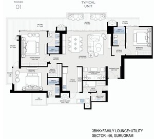 Floor Plan in 4 BHK Apartment at BPTP Downtown 66, Sector 66 – for Sale